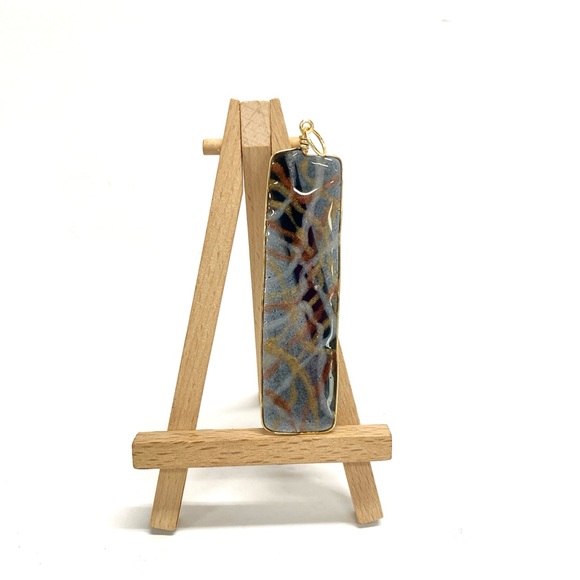 HANDMADE Original Abstract Metallics Resin Art Statement Oendant - Picture 4 of 9